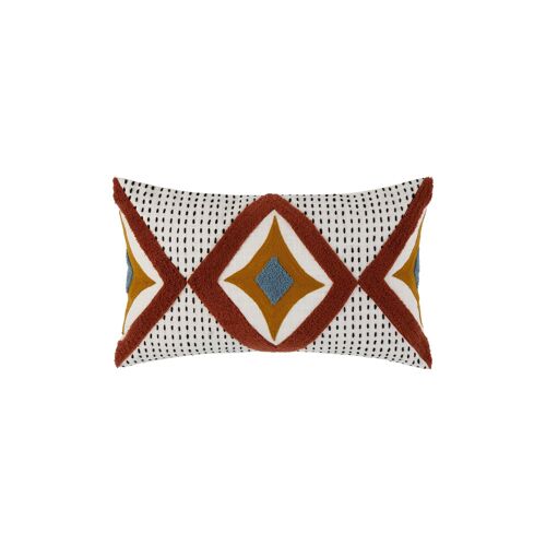 Enveloppe de coussin ZAYI Blanc cassé et terracotta 28x47 cm