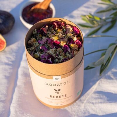 Bio-Beauty-Aufguss 50 g – Thymian – Kamille – Klette – Roter Wein – Brennnessel – Rose