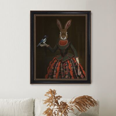 Portia Honeysuckle and Magpie Limited Edition 16x20inch Oxford Framed Art Print