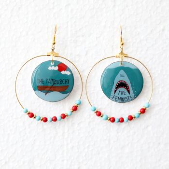 boucles d'oreilles tribute féministe au film Jaws 3