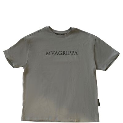 Hochwertiges Oversized-T-Shirt aus schwerem Filz aus 100 % Baumwolle mit gummiertem Mvagrippa-Textlogo. Holzkohle