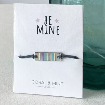 Be Mine Sentiment String Bracelet with bar charm