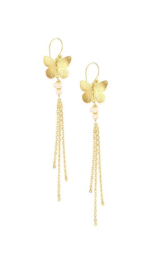 Gold butterfly earrings with Golden Shadow crystals