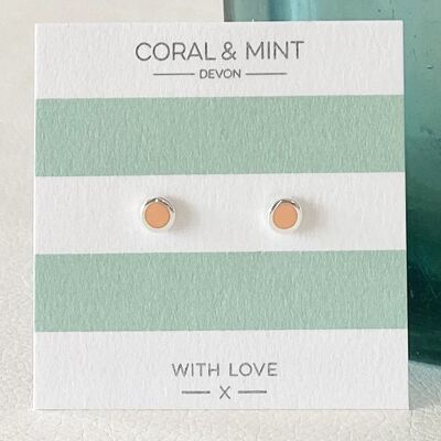 Mini Pastel Coral Enamel Studs