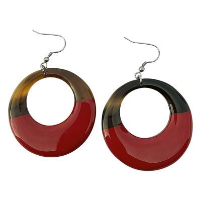 Vie Naturals Round Boho Buffalo Horn Earrings, Lacquered