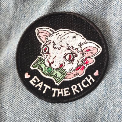 Eat the rich Embroidered Patch Iron on or Sew on | Surreal Illustration  creepy cute Patches by Zubieta