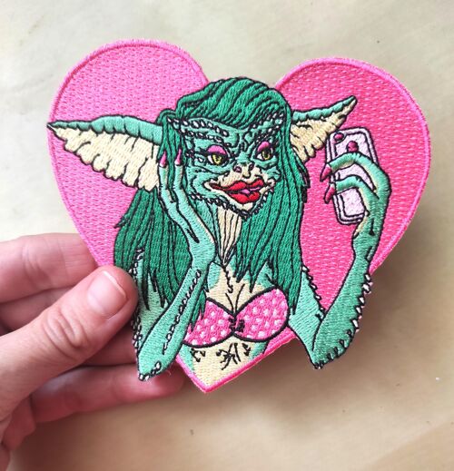 Greta The Gremlin Big Embroidered Patch Iron on or Sew on | Surreal Illustration creepy cute Patches by Zubieta