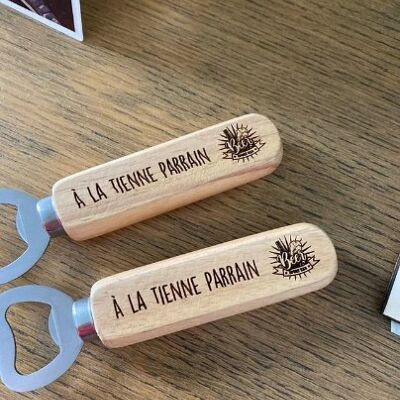 Customizable engraved wood bottle opener "Editable text"