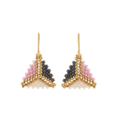Triangle creme / pink / gray / gold ear hooks