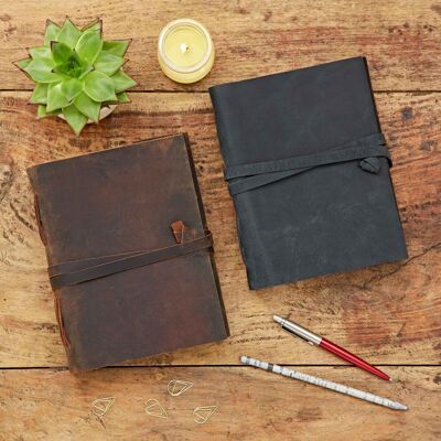 Buffalo Leather Journal with Leather Tie