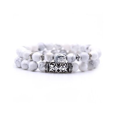 bracelet Frode Natural stone Malachite bracelet | Frode | white | beaded bracelet | Buddha