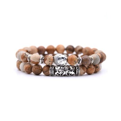 Bracciale in pietra naturale Malachite | Knud | marrone | braccialetto di perline | Buddha
