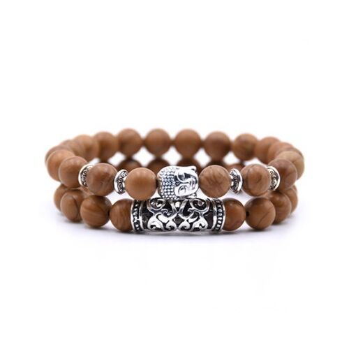 Natuursteen Malachiet armband | Tove | bruin | kralen armband | Buddha