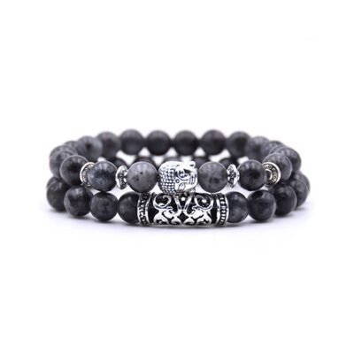 Bracelet Malachite en pierre naturelle | Thurid | gris | bracelet de perles | Bouddha