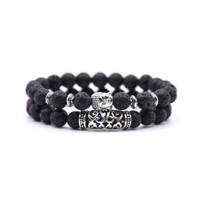 Natural stone Malachite bracelet | Sune | black | beaded bracelet | Buddha