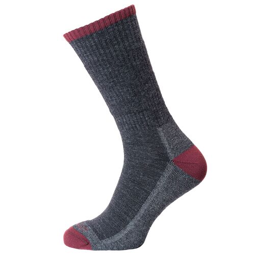 Horizon Premium Merino Hike Sock: Anthracite Marl / Burgundy