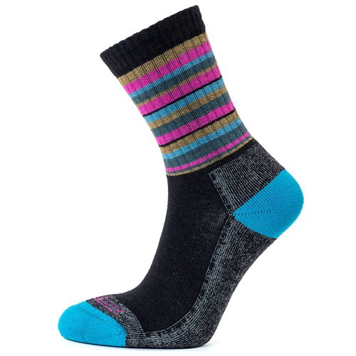Horizon Premium Merino Micro Crew Women's Sock: Anthracite / Raspberry Stripe