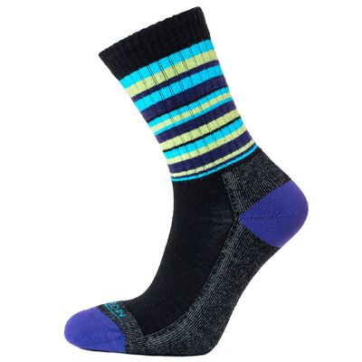 Horizon Premium Merino Micro Crew Women's Sock: Anthracite / Turquoise Stripe