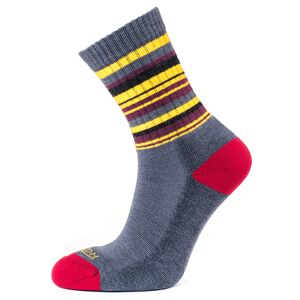 Chaussettes Horizon Premium Merino Micro Crew Femme : Gris Acier / Rayure Ambre