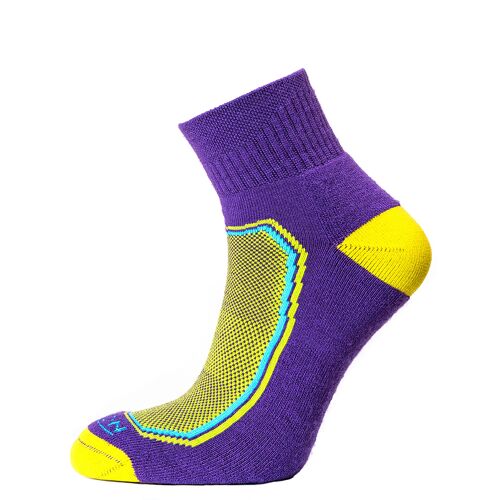 Horizon Premium Quarter Sock: Purple / Yellow