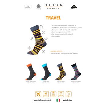 Chaussette de voyage Horizon Premium : Graphite / Bleu 2