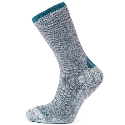 Horizon Performance Merino Trekker Sock: Mid Grey Marl / Teal