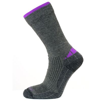 Horizon Performance Merino Hiker Socke: Grau / Violett