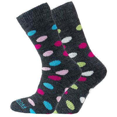 Horizon Heritage Merino Outdoor 2pk Sock: Spots - Charcoal Pink & Apple