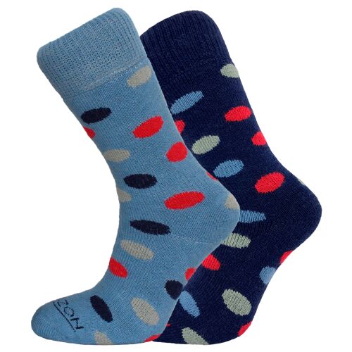 Horizon Heritage Merino Outdoor 2pk Sock: Spots - Navy & Steel Blue