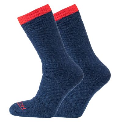 2 paires de chaussettes d'extérieur Horizon Heritage Merino : Uni - Marine / Rouge