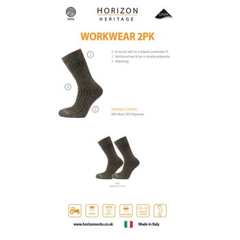 2 paires de chaussettes Horizon Heritage Workwear : Olive 2