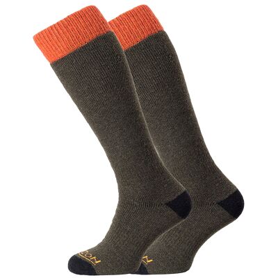 Heritage Heritage Winter Sport 2pz Calze Merino: Olive Marl / Orange