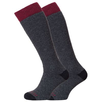 Chaussettes Heritage Heritage Winter Sport 2pk Merino : Anthracite Chiné / Bourgogne
