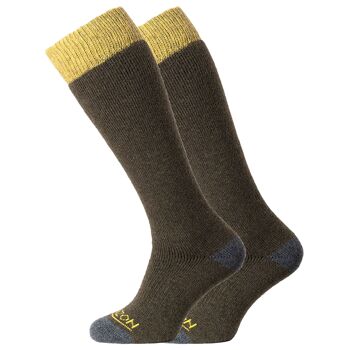 Chaussettes Heritage Heritage Winter Sport 2pk Merino : Olive Chiné / Jaune 1