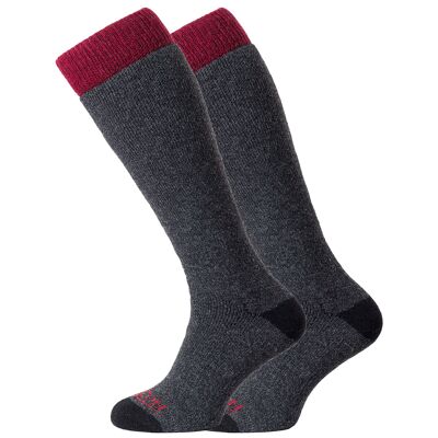 Heritage Heritage Winter Sport 2er-Pack Merinosocken: Charcoal Marl / Berry