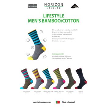 Chaussettes en bambou Horizon Leisure Lifestyle pour hommes : Olive/Turquoise 2