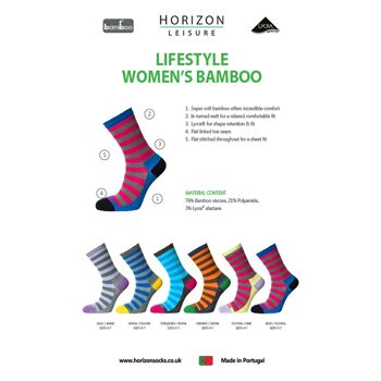 Chaussettes en bambou Horizon Leisure Lifestyle pour femmes : Fuchsia/Lime 2