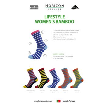 Horizon Leisure Lifestyle Chaussettes en bambou pour femmes : Bleuet / Piment 2