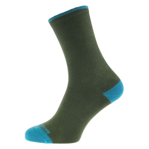 Horizon Leisure Lifestyle Women's Bamboo Plain Sock: Olive/Sky