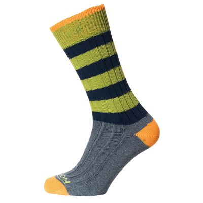 Chaussettes de week-end pour hommes Horizon Leisure Lifestyle : bleu marine/pomme