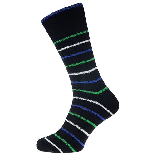 Horizon Leisure Lifestyle Men's Weekender Sock: Black w/ Blue / Green / White