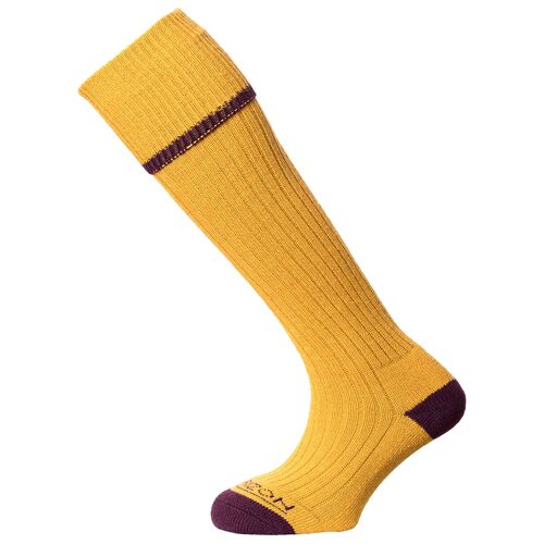 Horizon Field Sport Turn-over-Top Sock: Mustard / Burgundy