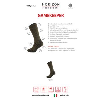 Chaussettes Horizon Field Sport Gamekeeper : Olive / Noir 2