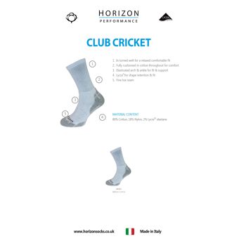 Chaussettes Horizon Club Cricket : Blanc 2