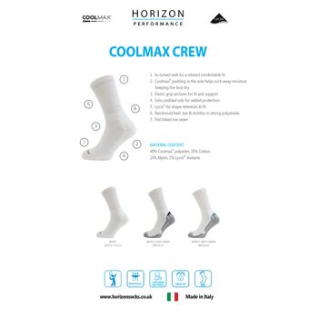 Chaussettes Performance Coolmax Crew : Blanc 2