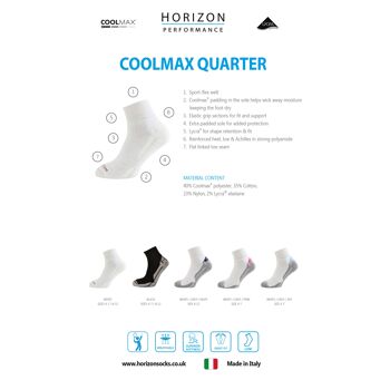 Chaussette Performance Coolmax Quarter : Blanc 2