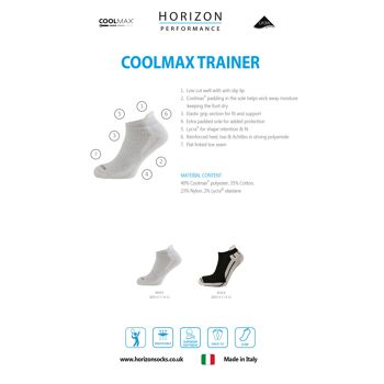Chaussette Performance Coolmax Trainer : Noir 2