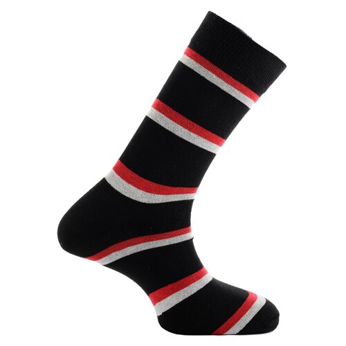 Horizon School Short (Crew) Dress Socks: Blundell's: Black/Red/White