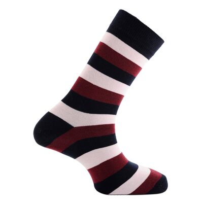 Horizon School Short (Crew) Dress Socks: Charterhouse: Navy/Pink/Burgundy