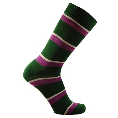 Calcetines de vestir cortos (Crew) Horizon School: Clifton: Verde / Blanco / Morado